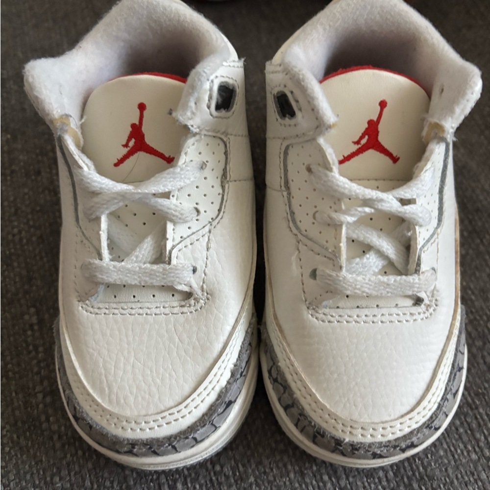Jordan Kids White and Red Sneakers